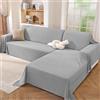 Ystyle Telo Copridivano Angolare 2 Pezzi, 200x300+200x340 CM, Grigio Chiaro | Copri Divano a L Antimacchia Lavabile, Gran Foulard per Divano Traspirante, Copritutto per Divano Universale Antiscivolo