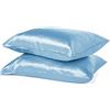 Juwenin Home Confezione da 2 federe per cuscino in pura seta di gelso, morbide, per capelli e pelle, con chiusura a busta (azzurro cielo, standard, 50 x 75 cm)