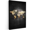 MuchoWow© Stampa Su Tela Decorazioni Pareti Canvas Grandi Dimensioni Quadri | 80x120 cm - Con Cornice Moderni Quadro Soggiorno Foto Camera Da LettoMappa del mondo - Oro - Brillantini - Nero