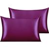 Juwenin Home - Confezione da 2 federe per cuscino in pura seta di gelso, morbide, per capelli e pelle, con chiusura a busta (viola, standard, 50 x 75 cm)