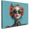 MuchoWow© Quadri Camera Da Letto Stampe Da Parete Quadro Su Tela Moderni | 70x50 cm - Decorazioni Murali Soggiorno Foto Quadretti Ingresso Casa Muro Donna - Blu - Farfalla - Fiori - Estetica