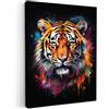 MuchoWow© Quadri Moderni Camera Da Letto Foto Quadro Con Cornice | 50x70 cm - Decorazioni Parete Soggiorno Stampa Su Tela Moderna Casa Salotto PosterTigre - Graffiti - Animali - Nero