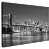 MuchoWow© Stampe Su Tela Quadro Soggiorno Quadri Camera Da Letto Moderni | 60x40 cm - Accessori Salotto Poster Da Parete Con CorniceNew York - Ponte - Brooklyn - Bianco e nero - Architettura