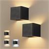 Dehobo Applique da Parete Interno - Appliques LED da Muro Camera da Letto | Moderno Luce Senza Fili da Parete Nero Interni 150LM 1.5W 3000K 4000K 6000K per Soggiorno, Bagno, Corridoio - 2 Pezzi