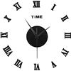 Uposao Orologio da parete grande DIY moderno Adesivi a specchio 3D Orologio Orologio da parete Orologio moderno senza cornice Orologio da parete con numeri romani Decorazione per l'home office Rimovibile