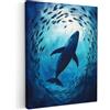 MuchoWow© Quadro Camera Da Letto Quadri Soggiorno Decorazione Parete Quadri | 50x70 cm - Moderni Su Tela Stampe Foto Con Cornice Quadretti Poster Casa Balena - Pesci - Blu Scuro