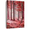 ARTTOR Moderno Quadro su Tela 50x70 cm Verticale Paesaggi Foresta - 4944 | Alberi Rosso Quadro Decorativo Piccolo Soggiorno Camera da Letto Decorazione da Parete Arte da Parete ARTTOR