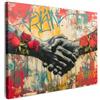MuchoWow© Stampa di Foto su Tela Quadro Soggiorno Moderno Quadri per | 70x50 cm - Salotto Decorazioni Camera Graffiti - Rose - Mani - Street art - Banksy