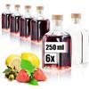 Wilhelm Sell® 6x bottiglie di vetro 250 ml con tappo in sughero | contenitore in vetro per olio, aceto e liquori