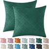 Ystyle Copricuscini di Natale 45x45 2 Pezzi, Divano Cuscini Arredo Fodere in Velluto Camera da Letto, Arredamento Casa Federe Moderni Morbido Resistente con la Cerniera Invisibile, Verde Scuro