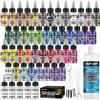 HOMY ARTY Colori Aerografo - 42 Colori con 6 Diluenti e Kit Pulizia | Aerografo 500 ml con Pennelli, Vernice Acrilici Pronta da Spruzzare per Metallo, Modelli in Plastica, Tela, Legno
