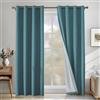 CYCMACO Tende Per Interni Lino 2 Pezzi, 200x245cm, Tenda Termica Isolante Freddo E Caldo, Tende Insonorizzanti, Moderne Coprente Tenda Con Anelli, Per Soggiorno Camera Da Letto, Blu Pavone