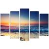 AREDE Set di 5 Stampe da Parete Quadri Moderni Decorazioni da Muro per Casa Soggiorno Camera da Letto e Cucina Tramonto sulla spiaggia| 120 x 80 cm | Pronto da appendere