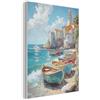 MuchoWow© Elemento Feltro Interni Moderni Soggiorno Pannello Creativo | 50x70 cm - Camera Arredo Cornice Barche - Scogli - Mare - Sole