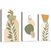 HALFLEMART Set of 3 Boho Stampa su tela Con Cornice Foglie Arancioni e Verdi Astratte Pittura Quadri su tela Sole Luna Geometrici Quadri Moderni Camera da Letto Soggiorno Decorazioni Murale 30x40cm x3pcs
