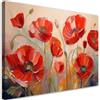 Feeby Quadro su Tela Non Tessuta - Stampa Su Tela - Papaveri dipinti Fiori Rosso - 90x60 cm - Decorazione Murale - Moderno Soggiorno - quadri moderni soggiorno - poster