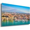 Printerland Quadri Moderni CITTA' ITALIA città Quadro moderno da Parete XXL grande Stampa su tela Canvas Decorazione Murale muro Soggiorno Arredo Camera da letto Cucina (CATANIA, 70x100 cm)