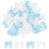 QUARKZMAN 100Pz Mini Fiocco di Nastro 1 Fiocchi Nastro Raso Multicolori Fiocchetti Piccoli Tessuto per Decorazioni Regalo Festa Cucito DIY Artigianale Natalizi, Bianco e Blu