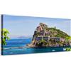 Generico Panorama castello Aragonese di Ischia sul mare - Quadro stampa su tela con telaio in legno - 120x60 cm
