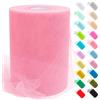 Uiopa Tulle Rosa Rosa, 15cm x 91,4m Tulle Rotolo Tessuto Nastro Poliestere per Gonna Tutù, Decorazione per Matrimoni/Feste, Fiocco Regalo, Artigianato Fai-da-Te