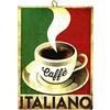 KUSTOM ART Quadro Stile Vintage Caffè Italiano Da Collezione Stampa su Legno 10X15 cm.