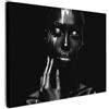 MuchoWow© Quadri Moderni Soggiorno su Tela Quadro Canvas Foto Dipinti | 70x50 cm - Camera da Letto Decorazioni Pareti Donna - Argento - Pittura - Bianco e nero - Ritratto