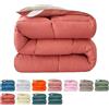 Fnyopki Piumino in Piuma d'oca per Tutte le Stagioni, Piumino Letto Matrimoniale, Piumone Invernale Leggero e Calda, Trapunta in Piuma d'oca (Red 150x200cm 2kg)