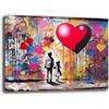 Printerland Quadro Moderno Bambina CUORE AMORE LOVE Banksy Street Art Quadri moderni soggiorno da Parete grande Stampa su tela Canvas Decorazione Murale muro Arredo Camera da letto Cucina (10, 70x100 cm)