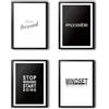 VON STEINEICH® Set di immagini motivazionali [bianco e nero], moderne immagini da parete DIN A4, immagini motivazionali per l'ufficio e la palestra a casa, immagini con scritte per Hustlers Mindset
