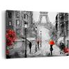 ARTTOR Stampe da Parete 100x70 cm Quadro su Tela Architettura Bianco e Nero - 3942 | Parigi Città Casa Quadro Decorativo Grande 1 pezzo Soggiorno Camera da Letto Arte da Parete Decorazione da Parete ARTTOR