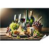 islandburner Poster Natura Morta Vino Frutta Formaggio Immagine per Cucina Immagine Premium Fotostampa