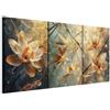 murando - Set di Quadri Moderni per Soggiorno, Fiori, 180x90 cm | (3 pz. 60x90 cm ognuno), Quadro Moderno, Murale Arte, Stampe da Parete, Resistenti Allo Sbiadimento, Produzione Europea