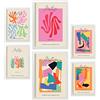 Nacnic set di 6 poster artistici Matisse. Collezione di fogli con illustrazioni e forme colorate per la decorazione d'interni. Formati A3 e A4. Con cornice bianca
