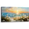 hyidecorart Quadro Moderni Mare Fiori Paesaggio Soggiorno 50x100 cm | Paesaggi Naturali, Stampa HD, Facile da Appendere, Installazione Facile, Tela, Decorazione Murale Rilassante, Regalo