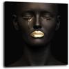 Printerland Quadri Moderni Soggiorno Lacrima Donna Effetto Oro Quadro moderno sala pranzo Parete XXL grande Stampa su tela Canvas Decorazione Murale muro Arredo Camera letto Cucina Salone (100x100 cm, 2)