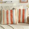 Ystyle Chenille Federe Cuscini Divano 50x50 2 Pezzi, Federa Cuscino Decorativa a Strisce con Texture Trapuntata Soffice, Boho Copricuscino Divano per Divano Soggiorno Camera, Corallo
