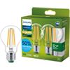 PHILIPS Ultra Efficient - Ultra energy saving lights, E27 LED light source, 60W, A60, warm white, pack of 3, clear