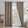 CYCMACO Tende Per Interni Lino 2 Pezzi, 200x260cm, Tenda Termica Isolante Freddo E Caldo, Tende Insonorizzanti, Moderne Coprente Tenda Con Anelli, Per Soggiorno Camera Da Letto, Marrone