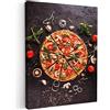 MuchoWow© Quadro Camera Da Letto Quadri Soggiorno Decorazione Parete Quadri | 50x70 cm - Moderni Su Tela Stampe Foto Con Cornice Quadretti PosterPizza - Verdura - Erbe - Cucina - Industriale