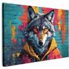 MuchoWow© Quadri Con Cornice Decorazione Quadri Per Camera Da Letto | 120x80 cm - Quadretti Da Parete Moderni Quadro Moderno Soggiorno Grande Foto Su TelaGraffiti - Lupo - Street art - Animali