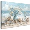 Alptiny, Quadro Incorniciato 30×40 cm, Mare, Conchiglie, Fiori, Tela Stampata per Soggiorno, Camera da Letto, Cucina, Ufficio, Quadro Vintage con Ganci, Chiodi e Fissaggio a Velcro Magico