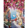 KUSTOM ART Poster Decorativo da Parete Serie Città e Paesaggi Strada Alta Vicolo con Case Vista Mare Estate Stampa Artistica su Carta Patinata 40x30cm Senza Cornice