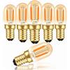 Caldarax Lampadine LED Filamento Vintage E14 T22 1W 220V, Ambrata 100LM Bianco Caldo 2200K, Equivalente 10W, Lampadina Tubolare Mini SES E14 Decorativa Luce Notturna Frigorifero, Non Dimmerabile, 6 Pezzi