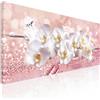 CheQuadro! Quadro xxl per salotto, decorazione camera da letto, quadro largo, Fiori di Orchidea Bianca su Sfondo Rosa, su tela, intelaiato pronto da appendere bow16-170x80 cm