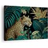 ARTTOR Moderno Quadro su Tela 70x50 cm Stampe da Parete Africa Animali - 5720 | Leopardo Giungla Tropicale Quadro Decorativo 1 pezzo Soggiorno Camera da Letto Arte da Parete Decorazione da Parete ARTTOR
