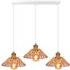 PETITES ECREVISSES Lampadario a sospensione industriale, 3 Luci Lampada da soffitto E27 Vintage Plafoniera in Metallo Ø22cm Verde Paralume per Sala Cucina Camera da Letto (Corda Di Canapa - 3 luci - barra)