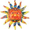 YIYA Decorazione di arte della parete del sole in metallo Faccia da sole colorata in metallo per Soggiorno Camera da letto Home Office Bar Negozio Patio Decorazione da giardino (Giallo)