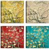 LuxHomeDecor Set di 4 quadri 30x30 cm - stampa su tela con telaio in legno - rami di mandorlo in fiore in 4 colori - Vincent Van Gogh