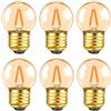 Caldarax Lampadina Vintage Edison LED E27, 1W LED Filamento Equivalente a 10W, Vetro Ambrata, Bianca Calda 2200K, Non Dimmerabile, Mini Globo G40 E27 Luce Notturna Lampadine Decorativo, 6 Pezzi