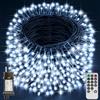 Realky Luci Albero di Natale, 59.8M 500 LED Luci Natalizie da Esterno ed Interno, 8 Modalità con Funzione Memoria e Telecomando Luci di Natale per Giardino, Balcone, Casa, Festa - Bianco Freddo